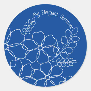 Elegant simple summer flowers pattern classic round sticker