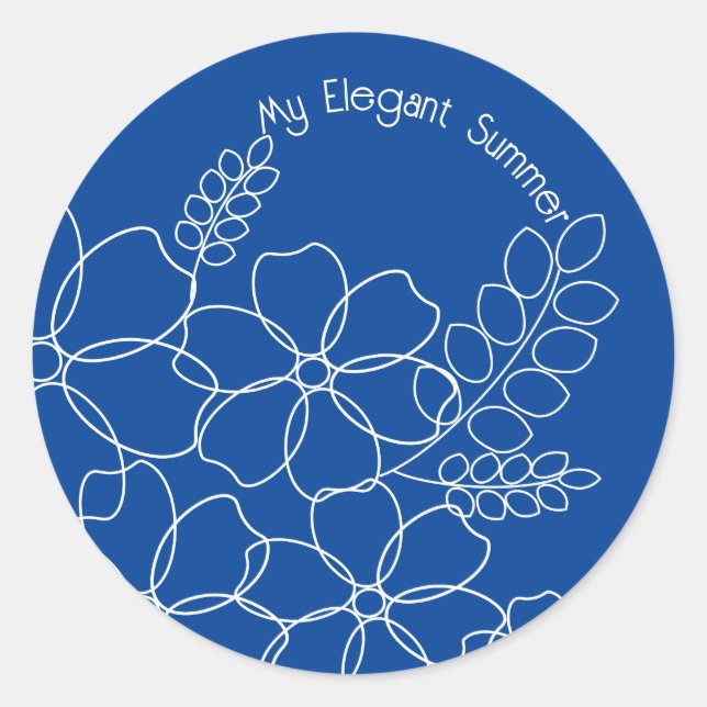 Elegant simple summer flowers pattern classic round sticker (Front)