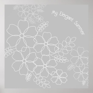 Elegant simple summer flowers pattern poster