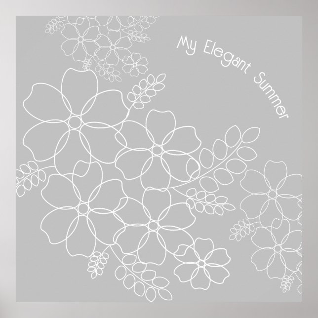 Elegant simple summer flowers pattern poster (Front)