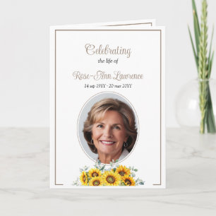 Elegant Simple Sunflower Funeral Folded Program