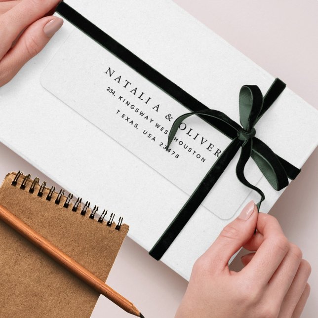 Elegant simple text Black and white return address (Creator Uploaded)