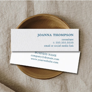Elegant Simple Texture White Blue Consultant Mini Business Card