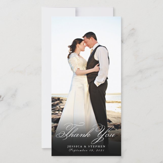 Elegant Simple Thank You 8x4 Vertical Photo Card (Front)