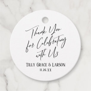 Elegant Simple Thank You for Celebrating with Us Favour Tags