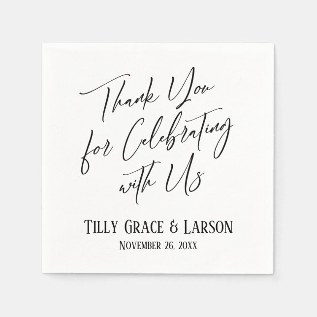 Elegant Simple Thank You for Celebrating with Us Napkin (Front)