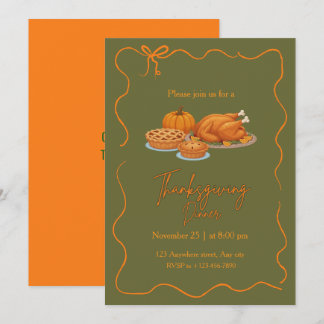Elegant Simple Thanksgiving Dinner Invitation