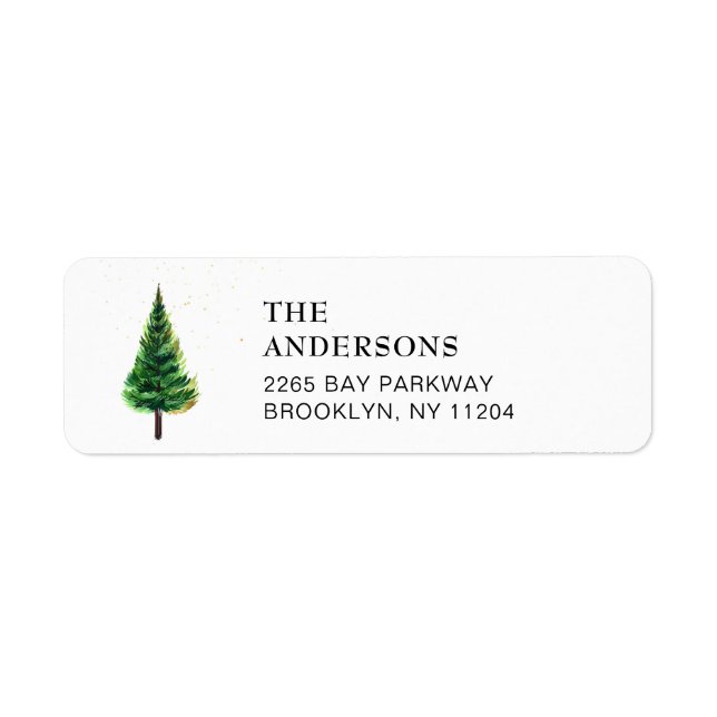 Elegant Simple  Tree Christmas Return Address Lab  (Front)