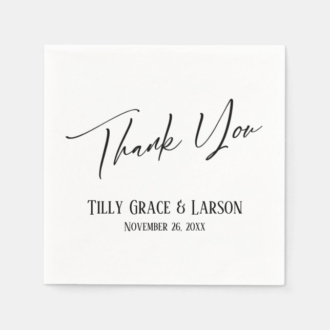 Elegant Simple Typography Thank You Napkin (Front)