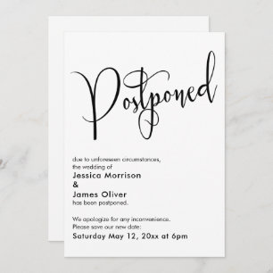 Elegant Simple Update Postponed Wedding Card