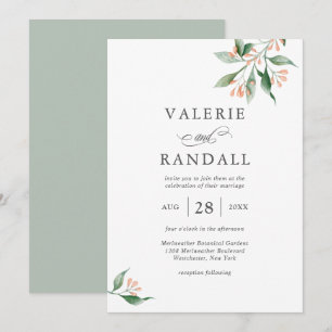 Elegant Simple Watercolor Botanical Wedding Invitation