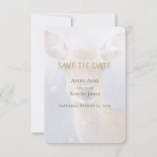 Elegant Simple Watercolor Deer Snow Save The Date