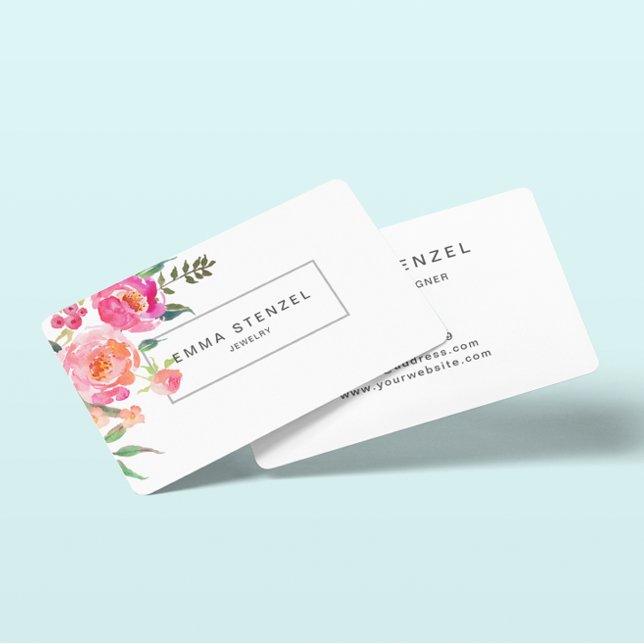 Elegant Simple Watercolor Flowers Business Cards (Creator Uploaded)