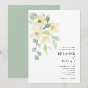 Elegant Simple Watercolor Greenery Wedding   Invitation