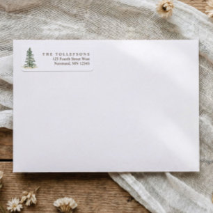 Elegant Simple Watercolor Pine Christmas Tree