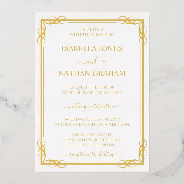 Elegant Simple Wedding Foil Invitation (Front)