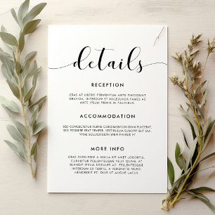 Elegant & simple wedding guest information card