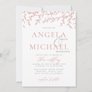 Elegant Simple Wedding Invitation Pink branch