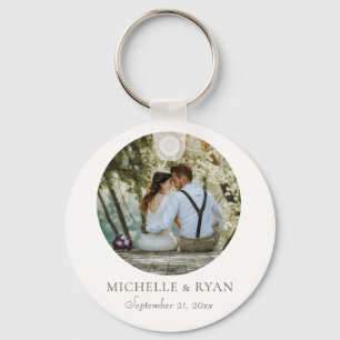 Elegant Simple Wedding Photo Favour  Keychain