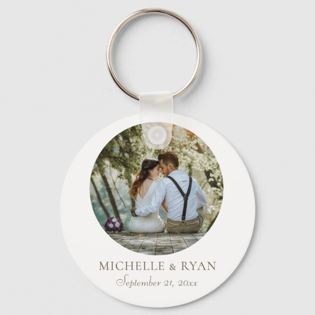 Elegant Simple Wedding Photo Favour  Keychain (Front)