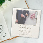 Elegant Simple Wedding Photo Favour  Stone Coaster<br><div class="desc">Elegant Simple Wedding Photo Favour Coaster. This elegant coaster is a great wedding favour for your guests. Add your wedding photo. You can easily customize the bride`s name,  groom`s name and wedding date.</div>