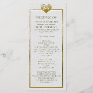Elegant Simple Wedding Program with Gold Heart