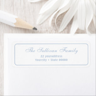 Elegant simple white blue return address label