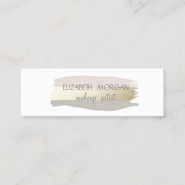 Elegant Simple White,  Foil Brush Stroke Mini Business Card (Front)