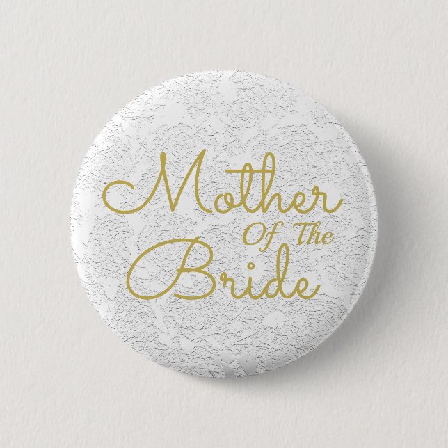 Elegant Simple White Gold Mother Of The Bride 2 Inch Round Button (Front)