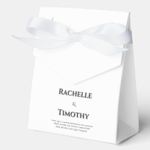 Elegant Simple White Grey Editable Wedding Favor Box