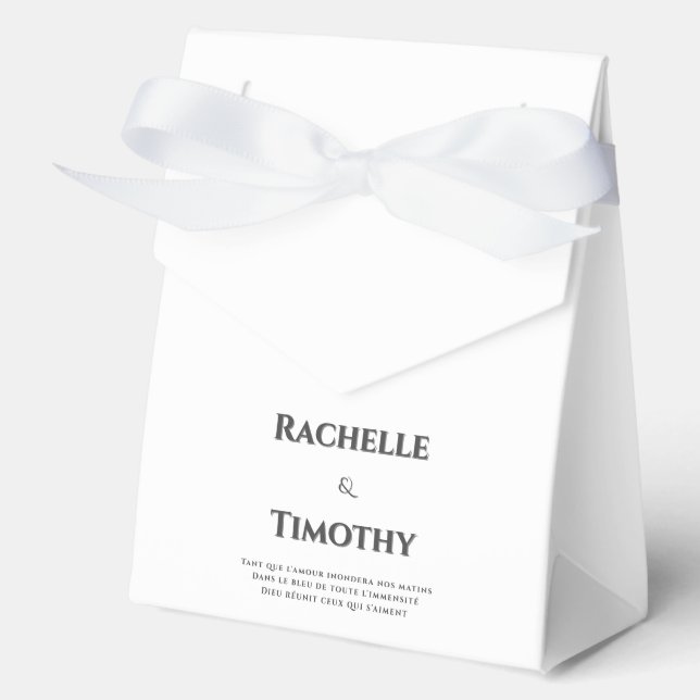 Elegant Simple White Grey Editable Wedding  Favor Box (Front)
