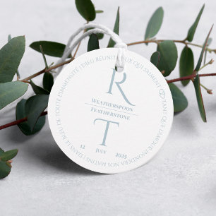 Elegant Simple White Grey Monogram Wedding Favour Tags