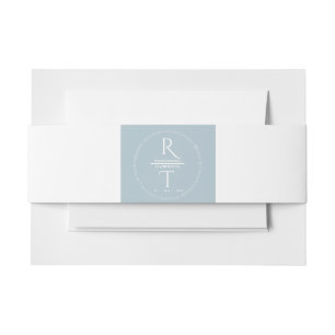 Elegant Simple White Grey Monogram Wedding Invitation Belly Band