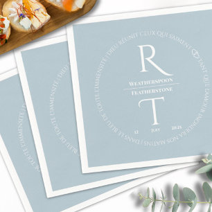 Elegant Simple White Grey Monogram Wedding Napkin