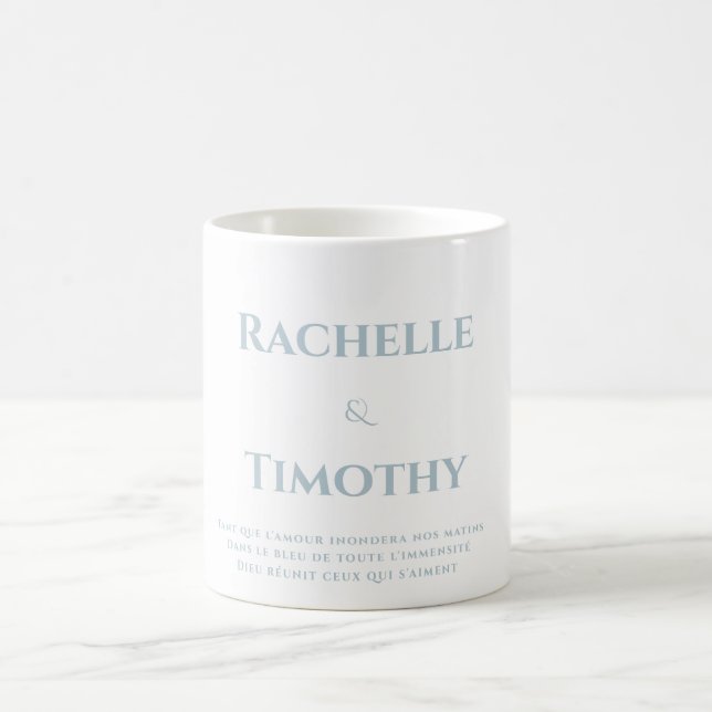 Elegant Simple White Grey Script Wedding Coffee Mug (Center)