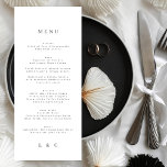 Elegant Simple White Monogram Wedding Menu<br><div class="desc">slim menu to match the collection
*if you would like more paper options this design can be transferred to a slim program
*or for more help contact me</div>