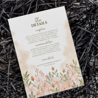 Elegant Simple Wildflower Details Enclosure Card