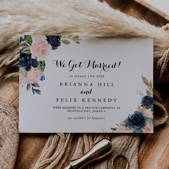 Elegant Simple Winter Floral Calligraphy Elopement Announcement (Creator Uploaded)