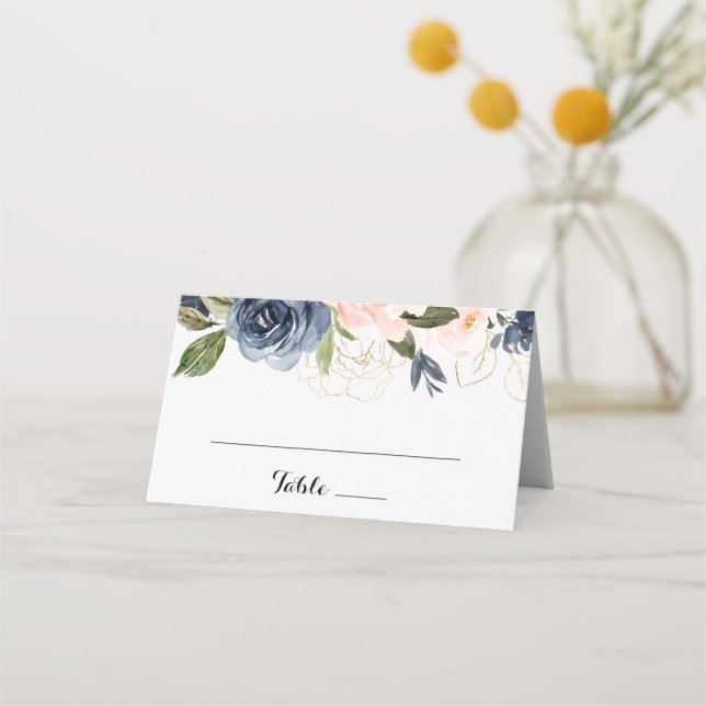 Elegant Simple Winter Floral Wedding Place Card (Front)
