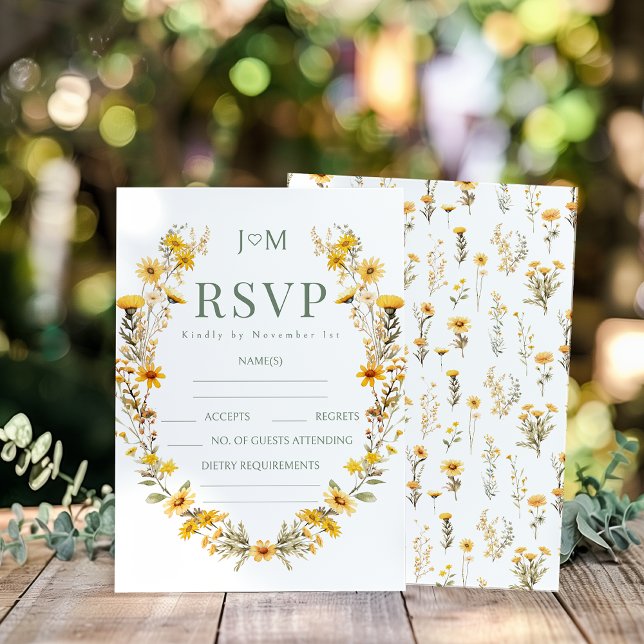 Elegant Simple Yellow Wedding RSVP Response Card (Creator Uploaded)