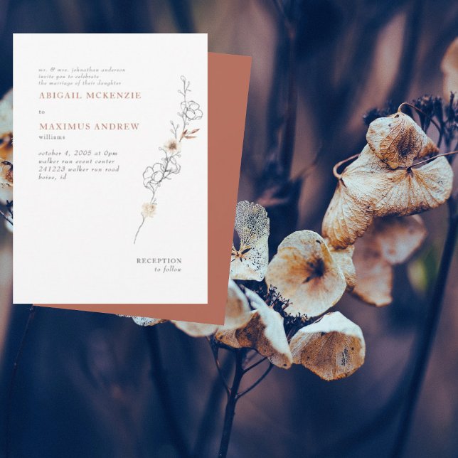 Elegant Simplicity Delicate Cinnamon Wedding  Invitation (Creator Uploaded)