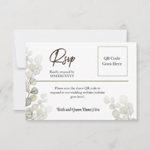 Elegant Simplistic Watercolor Eucalyptus RSVP Card