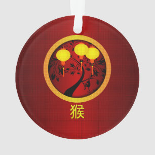 Elégant singe chinois du Nouvel An avec Lanternes 