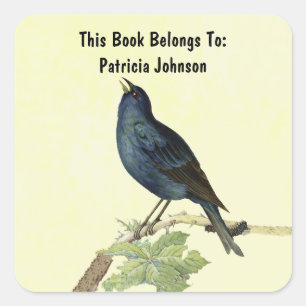 Elegant Singing Blackbird Caterpillar on Yellow Square Sticker
