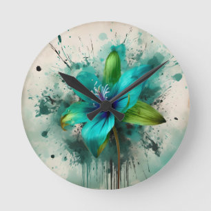 Elegant Single Balloon Flower Round Clock