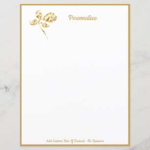 Elegant Single Gold Rose Personalized