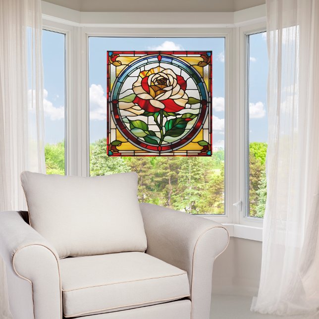 Elegant Single Rose Faux Stained Glass Window Cling (Creator Uploaded)