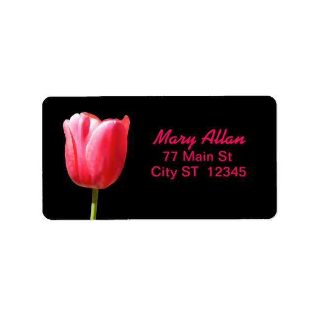 Elegant Single Tulip Bloom Label (Front)