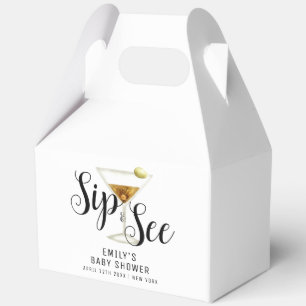 Elegant Sip & See Martini Cocktail Baby Shower  Favor Box
