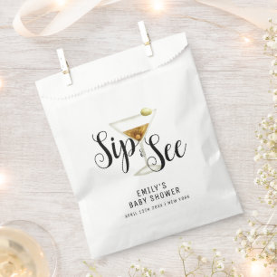 Elegant Sip & See Martini Cocktail Baby Shower  Favour Bag